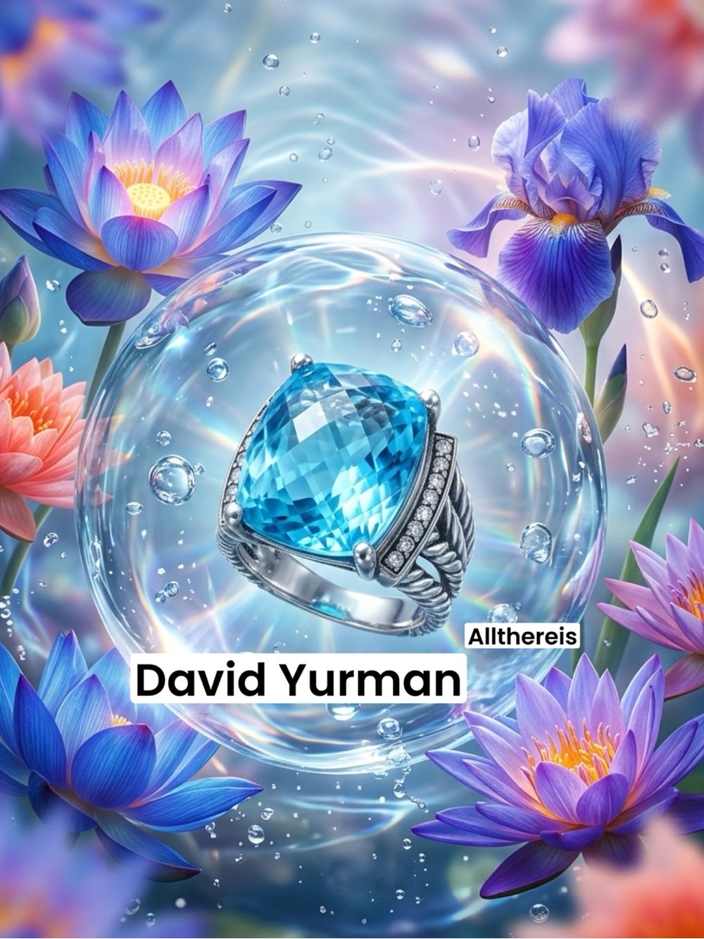 David Yurman Wheaton Blue Topaz Ring 5 1/2 - Picture 3 of 16